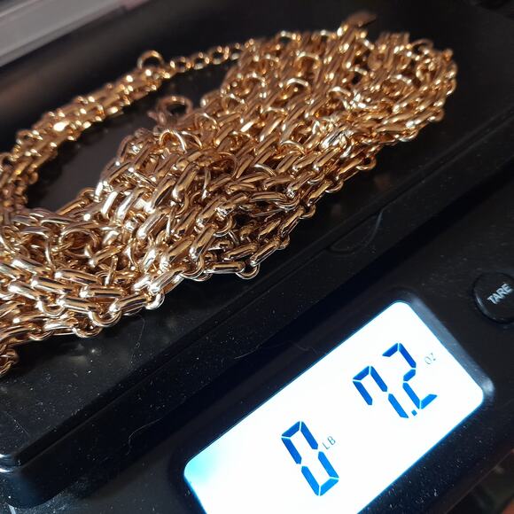 Vintage YOU and I Gold Tone Multi Strand Chain Statement Necklace 21" Collar - Picture 11 of 11